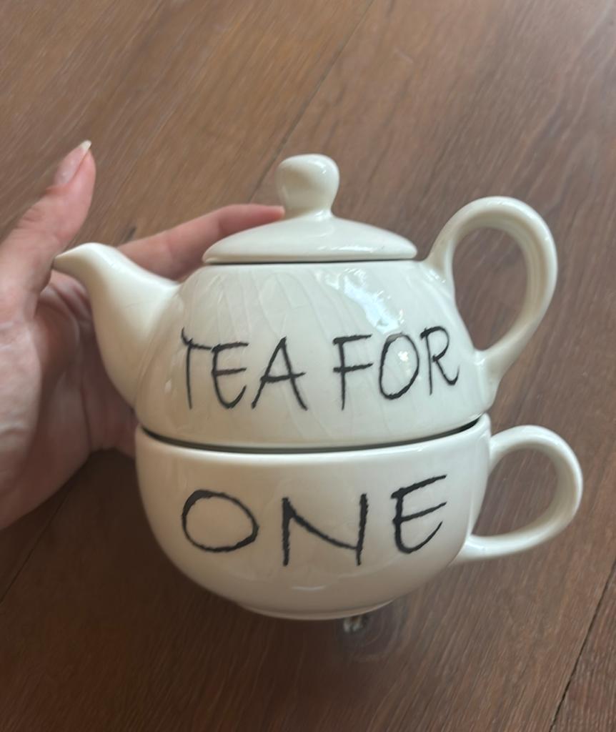 Tea for one kopje en theepotje met deksel Riviera Maison, Huis en Inrichting, Keuken | Servies, Ophalen of Verzenden, Gebruikt