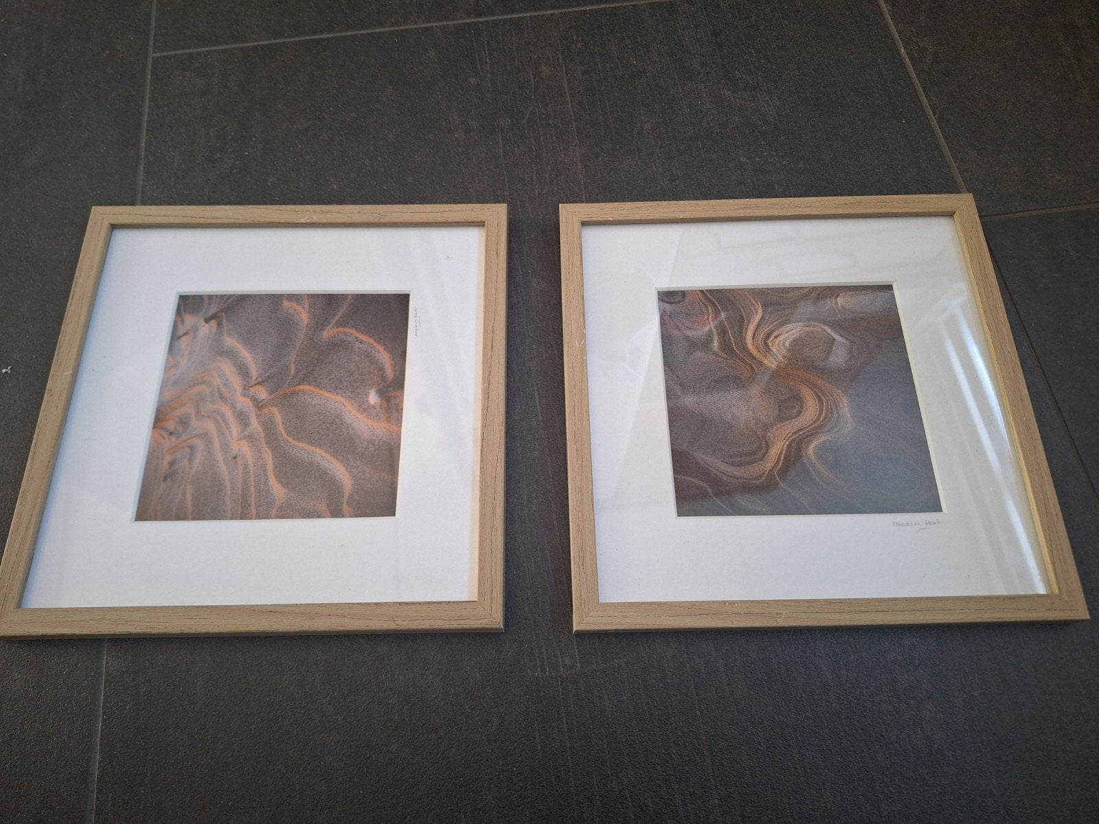 Ingelijste foto's van zandpatronen, Terschelling, Antiek en Kunst, Ophalen of Verzenden, Foto, Fotografie, Achter glas