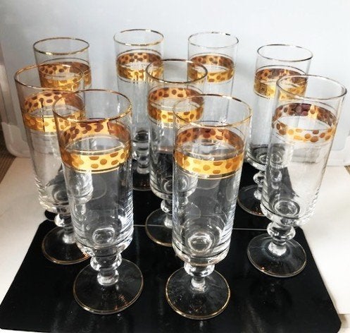Champagne kristal glas 22k goud verguld vintage✨😍💎🥂💑👌, Ophalen of Verzenden