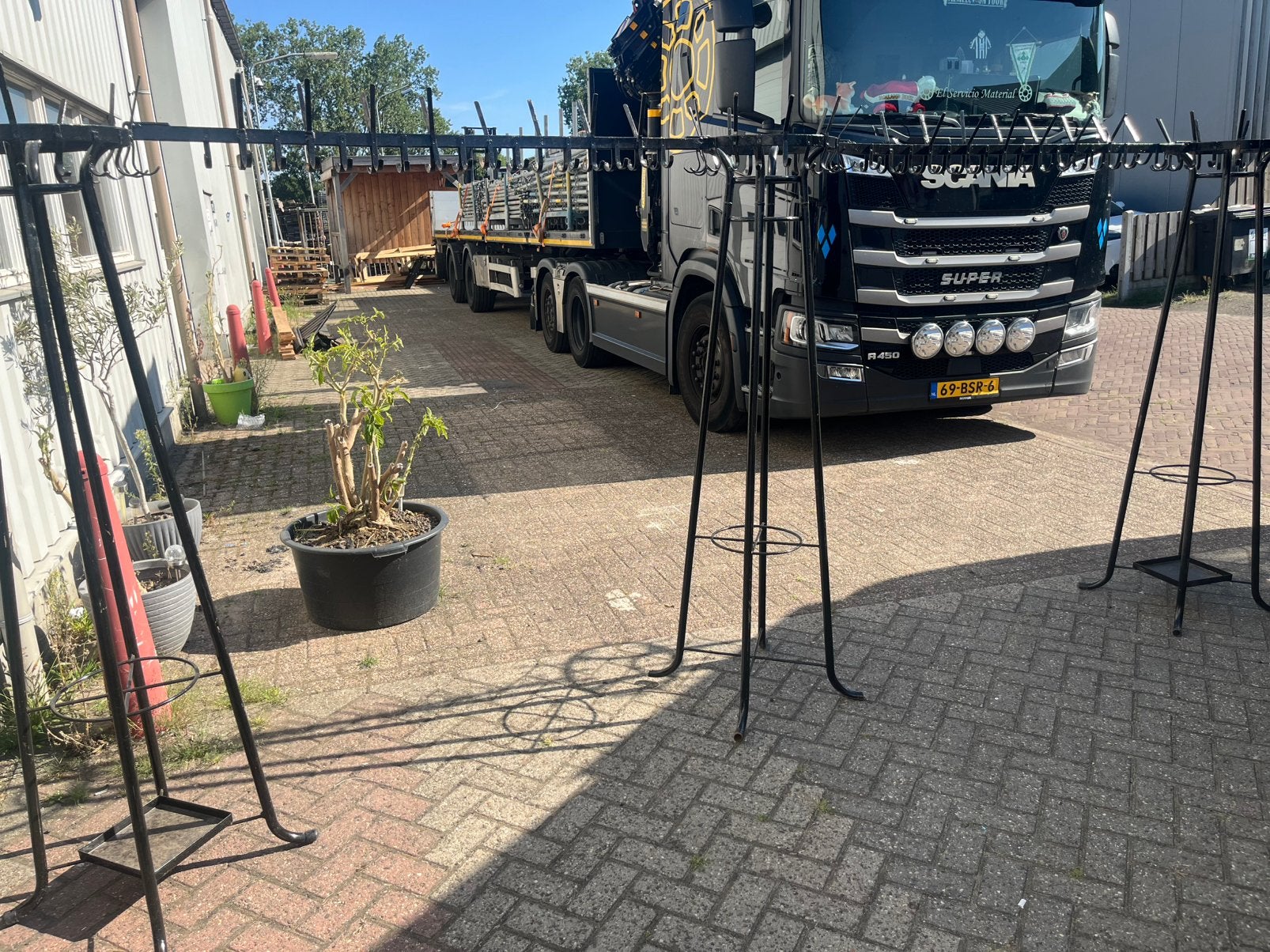 Kapstokken met tussenstuk, Gebruikt, 200 cm of meer, Ophalen of Verzenden, Metaal