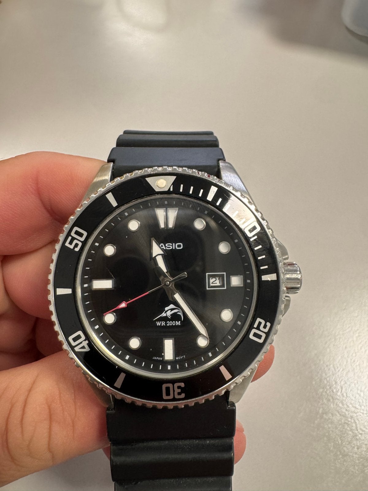 Casio Duro duiker horloge - Zwart, zo goed als nieuw, Casio, Staal, Polshorloge, Kunststof