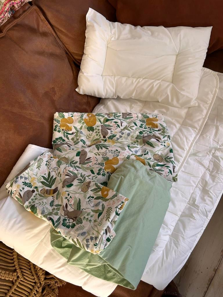 Kinderdekbed set: dekbed, overtrek, kussen & hoeslaken, Eenpersoons, Wit, Dekbedovertrek, Nieuw
