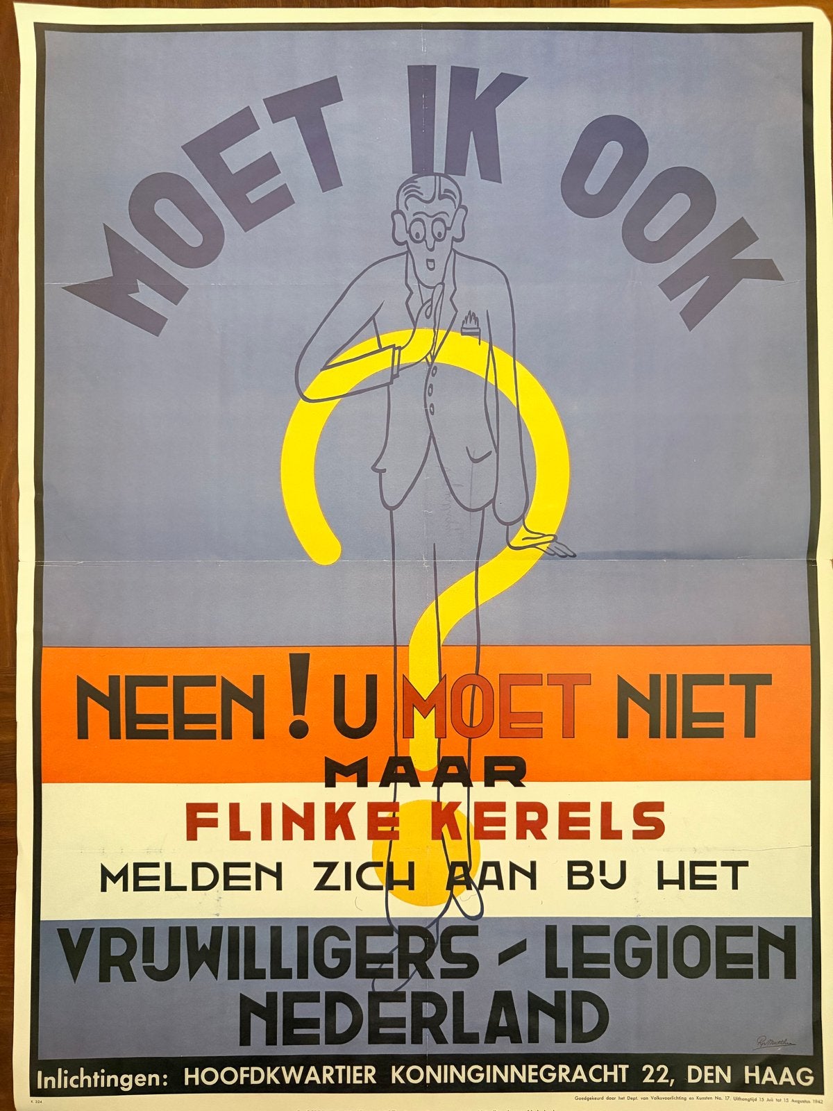 WOII Propaganda Poster: Vrijwilligers Legioen, Deurposter of groter, Ophalen of Verzenden, Overige onderwerpen, Rechthoekig Staand
