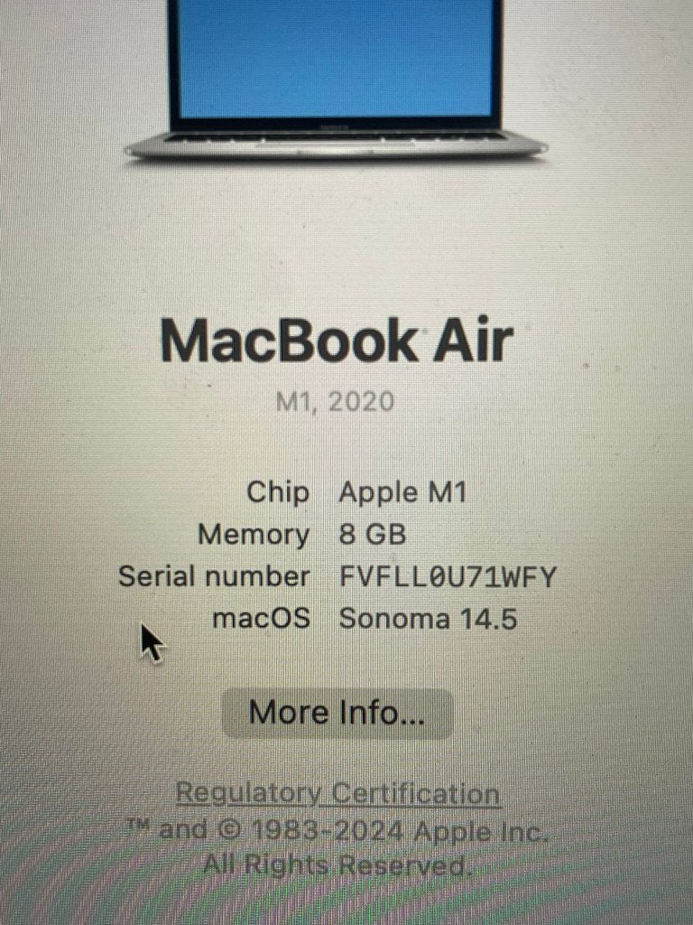 Apple macbook air 2020 M1, 256 GB, Qwerty, 13 inch, Minder dan 2 Ghz