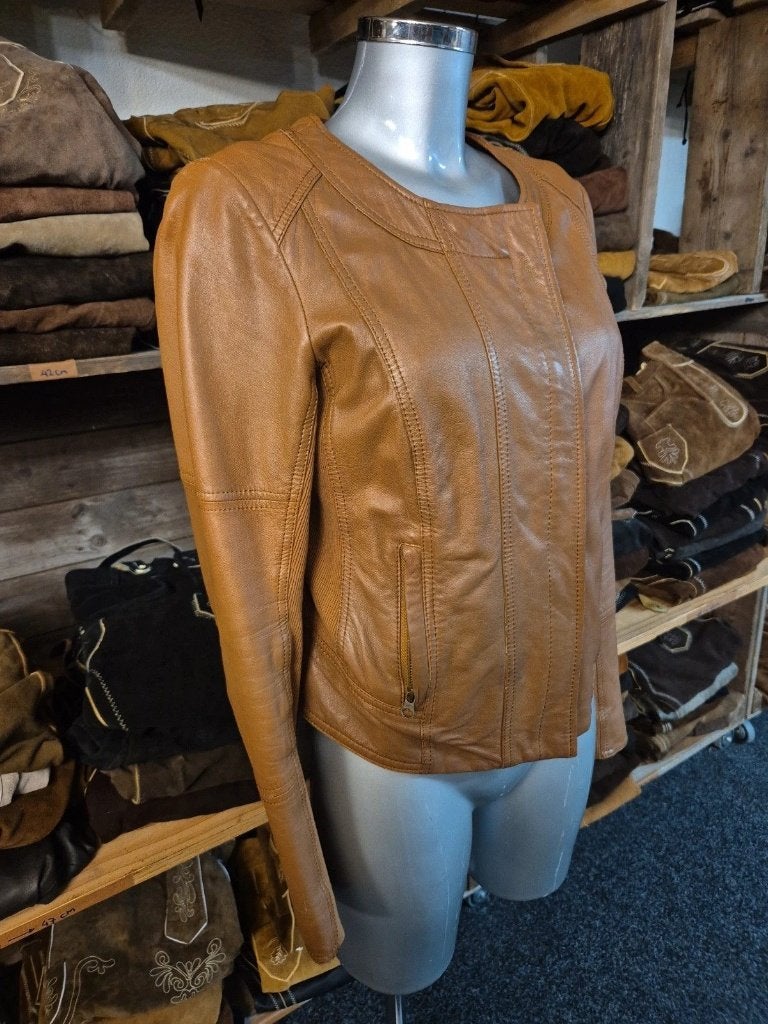 Dames bruine leren jas, Kleding | Dames, Maat 38/40 (M), Bruin, Djt@dejuistetoon.eu, Ophalen of Verzenden
