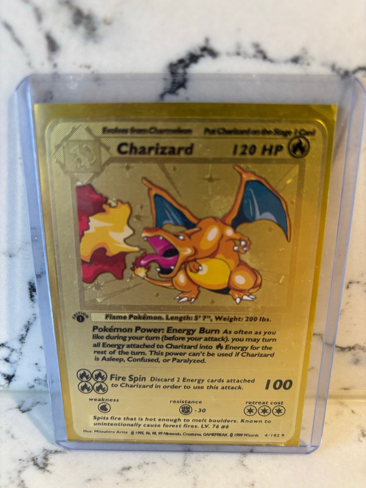 Pokemonkaart Charizard POXY - Gouden Editie, Hobby en Vrije tijd, Verzamelkaartspellen | Pokémon, Ophalen of Verzenden, Zo goed als nieuw