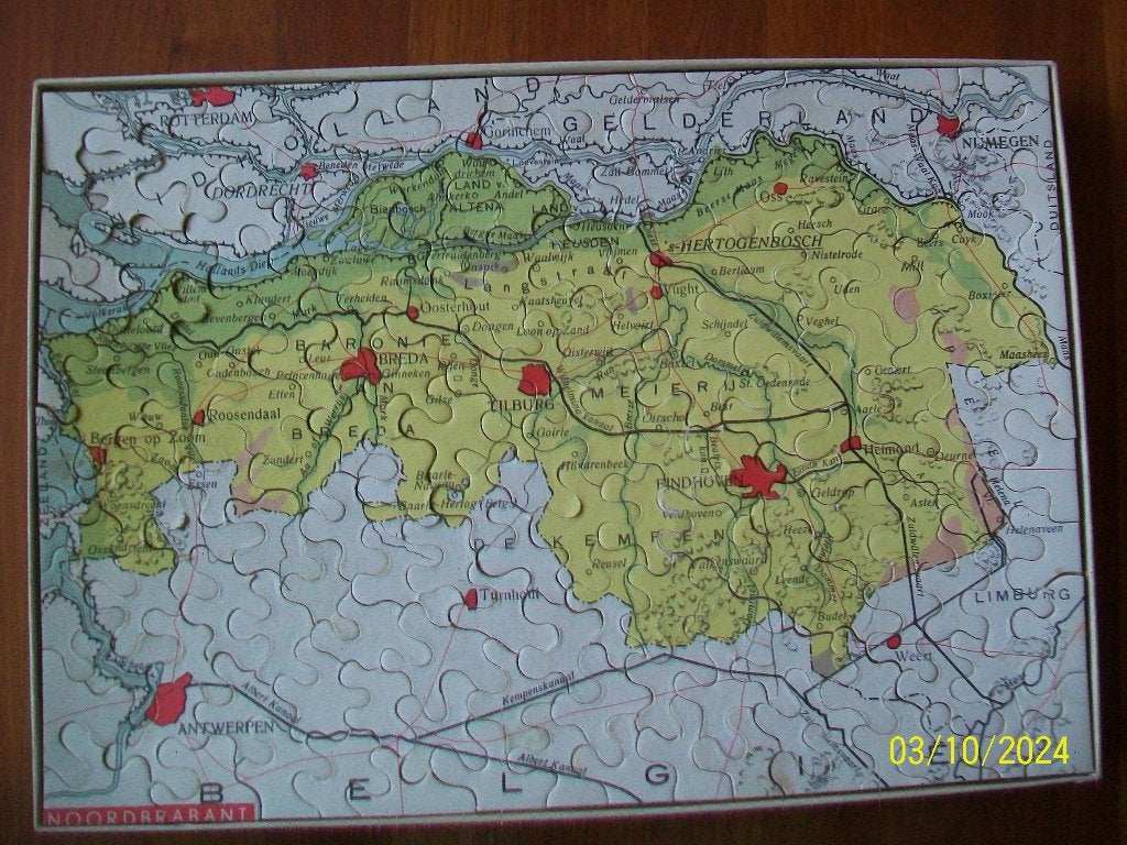 Provinciepuzzel Noord Brabant - Spelenderwijs Aardrijkskunde, Verzenden, Minder dan 500 stukjes, Gebruikt, Legpuzzel