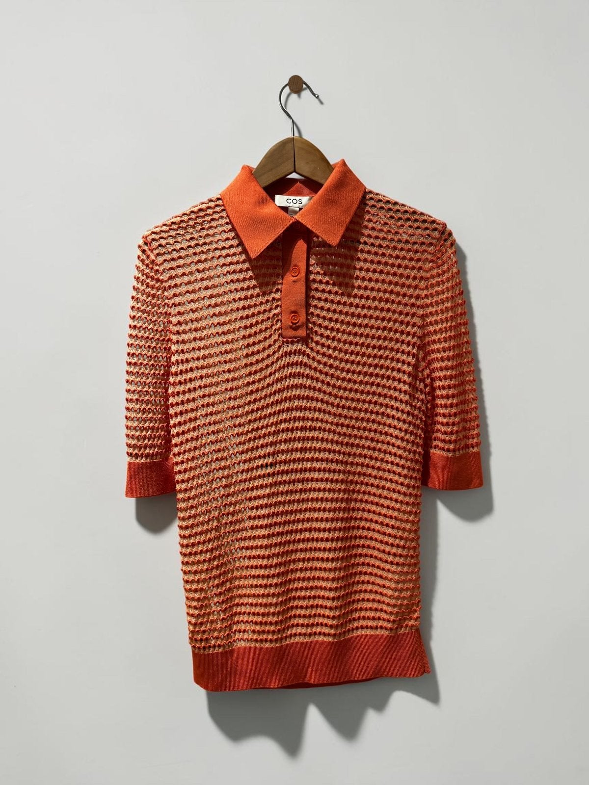 COS open knit polo shirt top maat S small 36 oranje koraal, Ophalen of Verzenden, Zo goed als nieuw, Maat 36 (S), Oranje