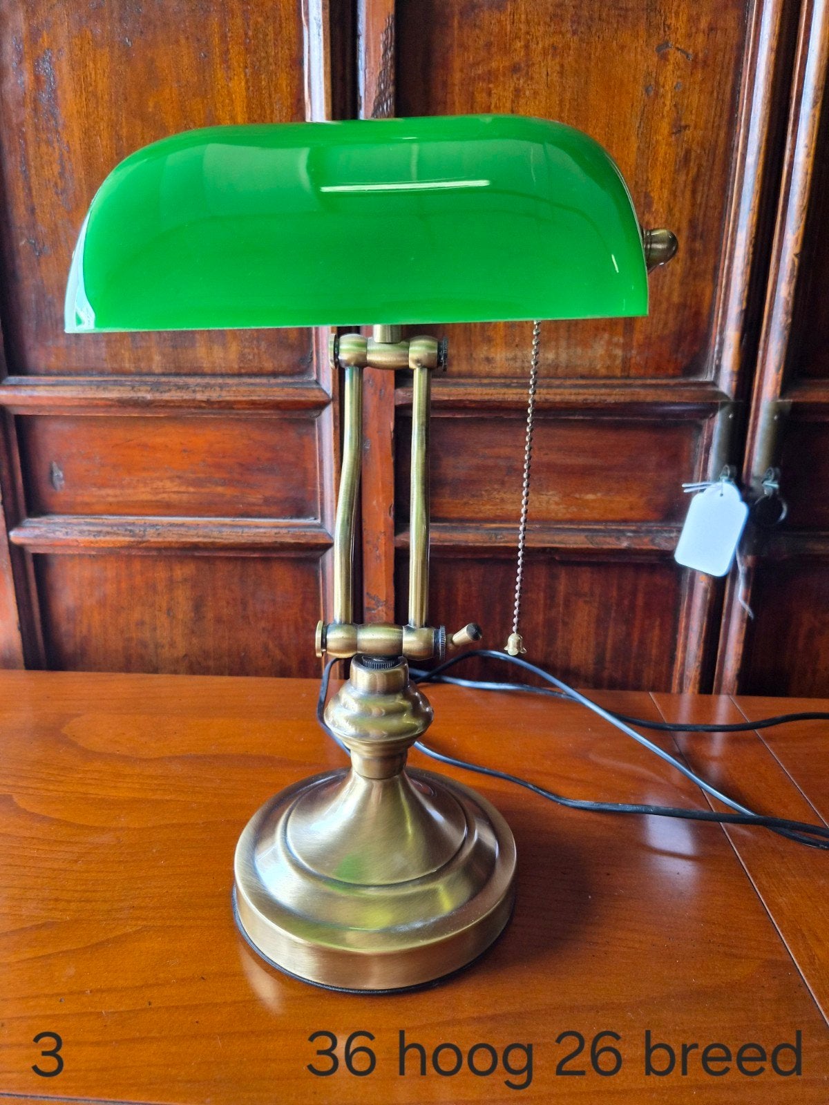 Klassieke Notarislamp / Bankierslamp - Groen Glas, Gebruikt, Overige merken, Groen, Met schakelaar