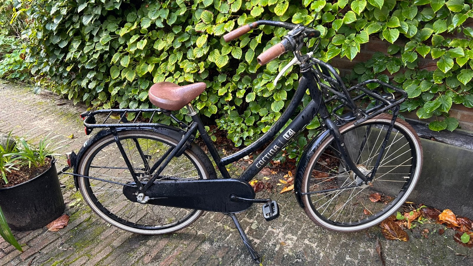 Mooie zwarte Cortina transportfiets 26 inch, Ophalen, Terugtraprem, Gebruikt, Versnellingen
