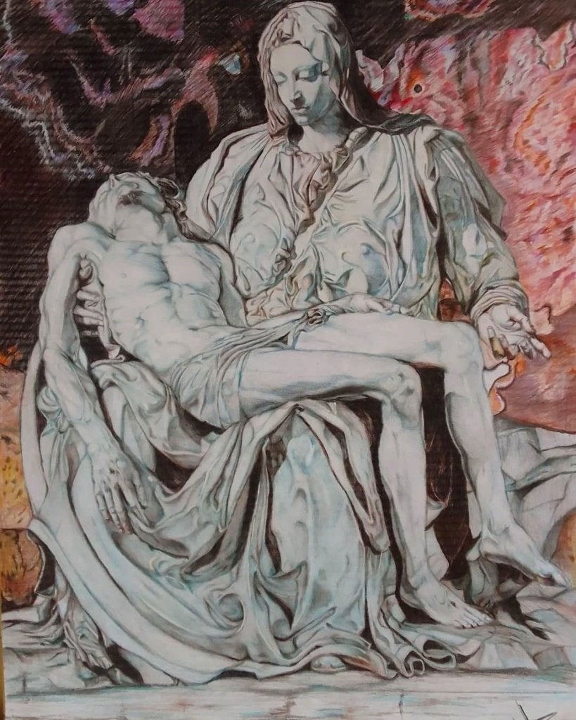 la pieta drawing 50x70, Verzenden, Origineel werk