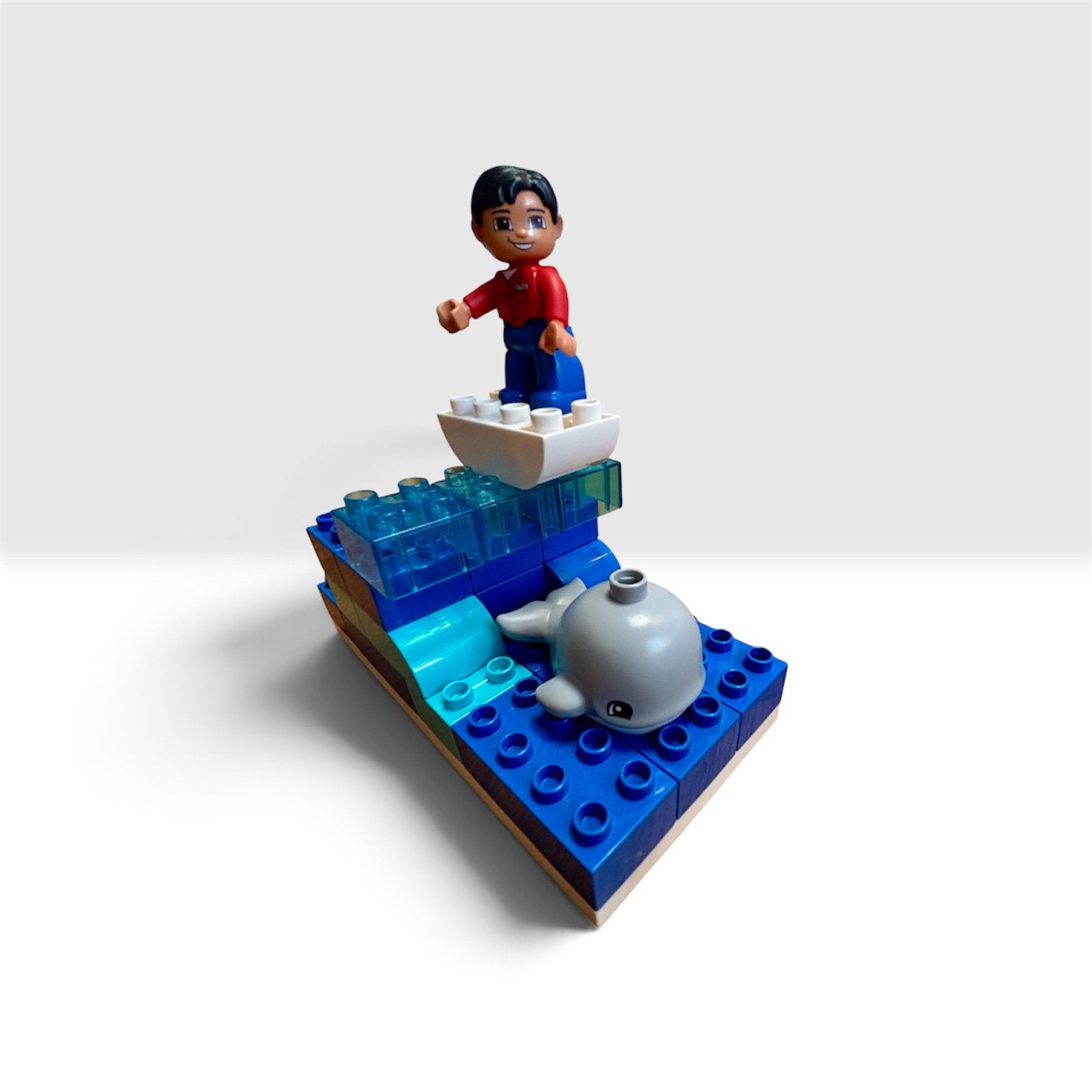 LEGO Duplo set met figuur en walvis, Ophalen, Gebruikt, MOC (eigen creatie), Duplo