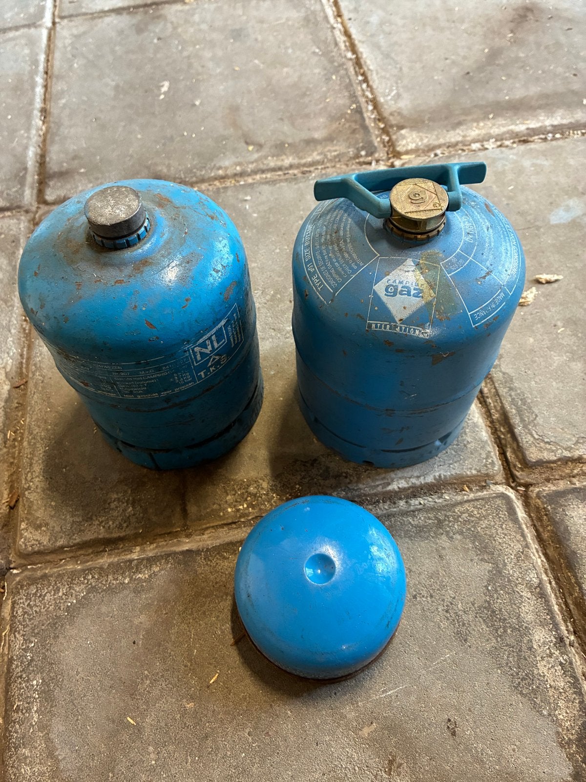 Campingaz gasflessen met dop, Ophalen, Gebruikt