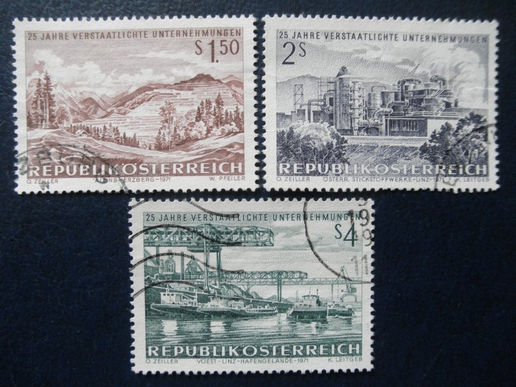 Postzegels Oostenrijk 1971 staatsbedrijven - cw 2,00., Ophalen of Verzenden, Gestempeld