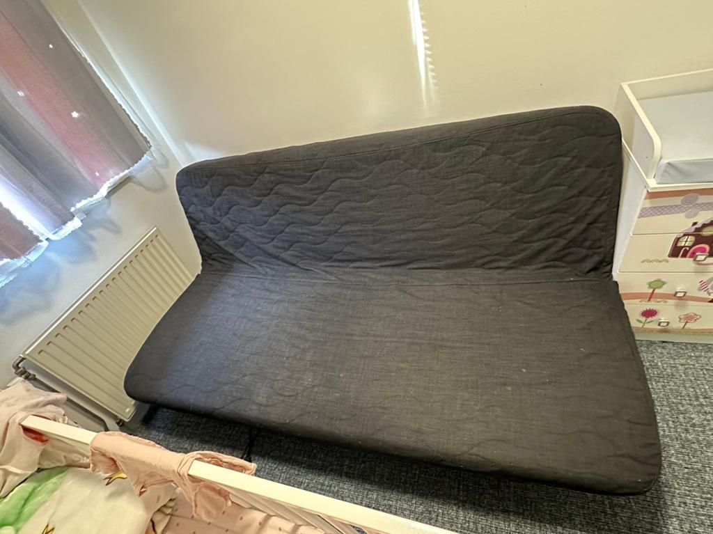 NYHAMN 3-zits slaapbank met schuimmatras, Ophalen, Zo goed als nieuw, Tweepersoons, 140 cm