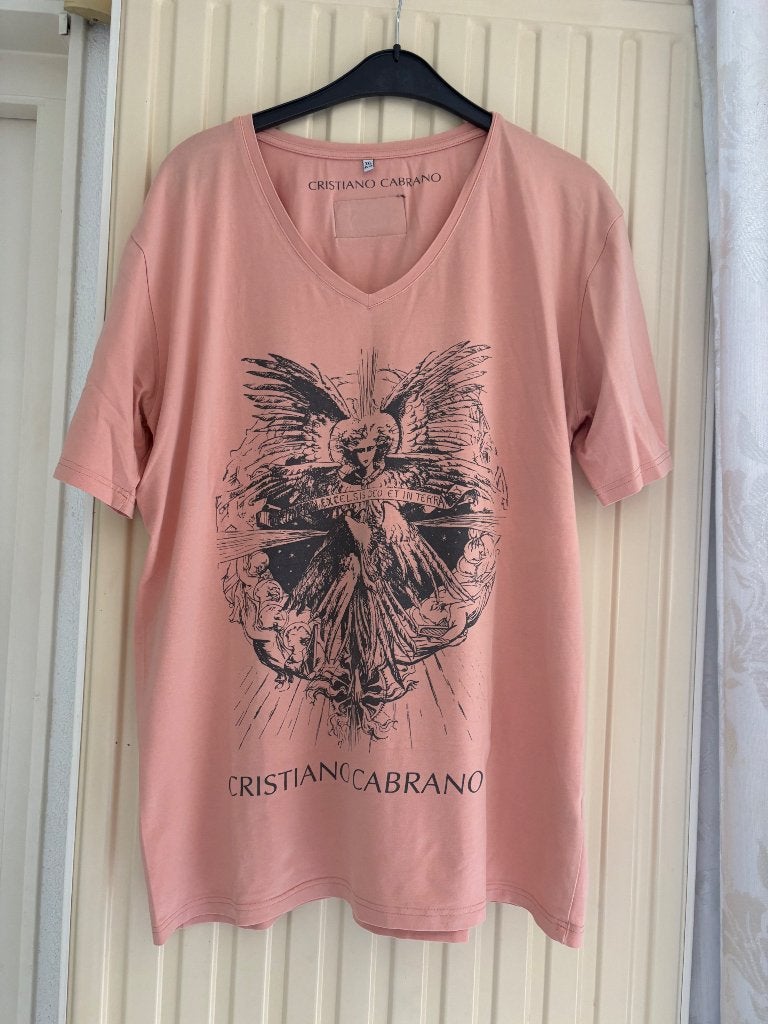 Cristiano Cabrano T-shirt met print - Roze, Cristiano Cabrano, Overige maten, Ophalen of Verzenden, Zo goed als nieuw