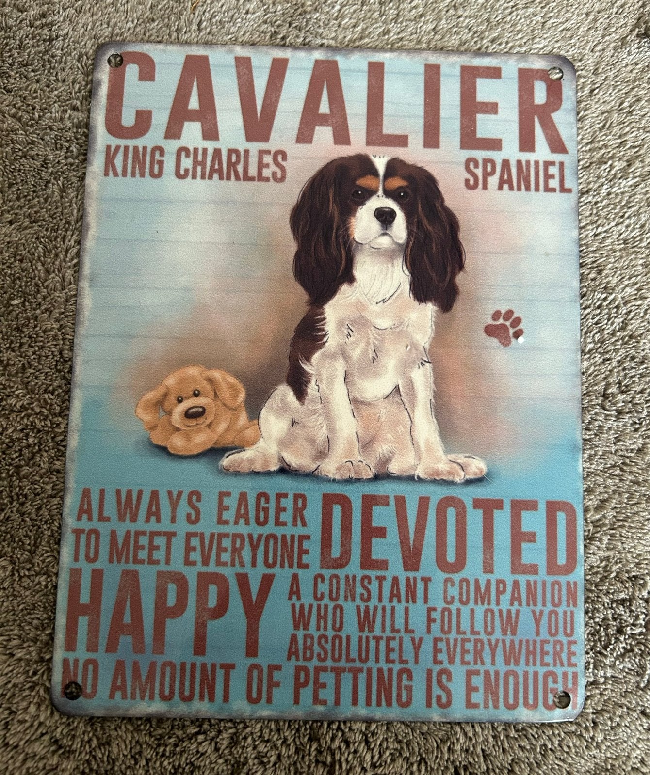 Cavalier King Charles Spaniel Metalen Wandbord, Vintage, Meerkleurig, Nieuw, Ophalen of Verzenden