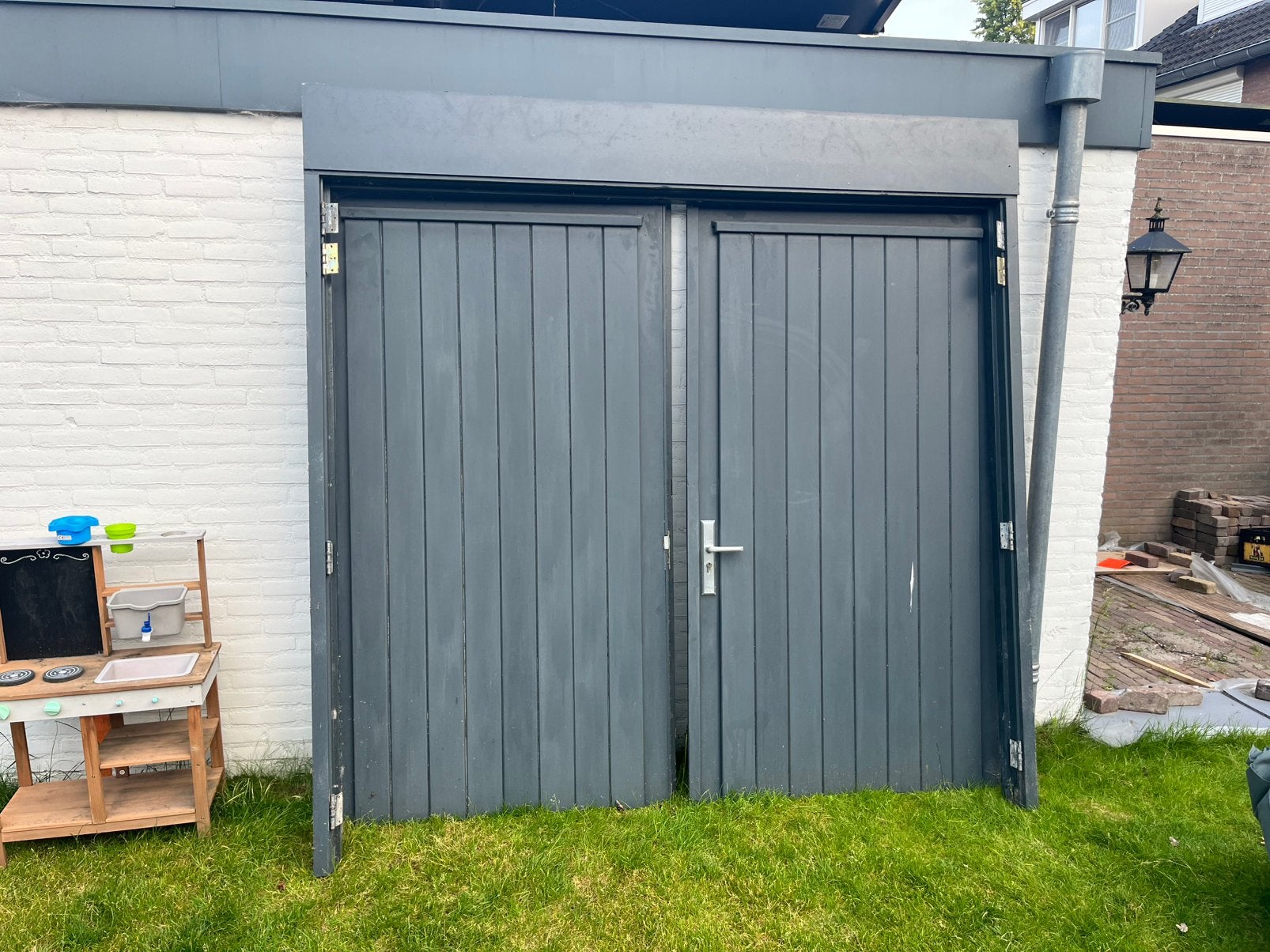 Dubbele garagedeur, Ophalen, Gebruikt, 225 cm of meer, Overige typen