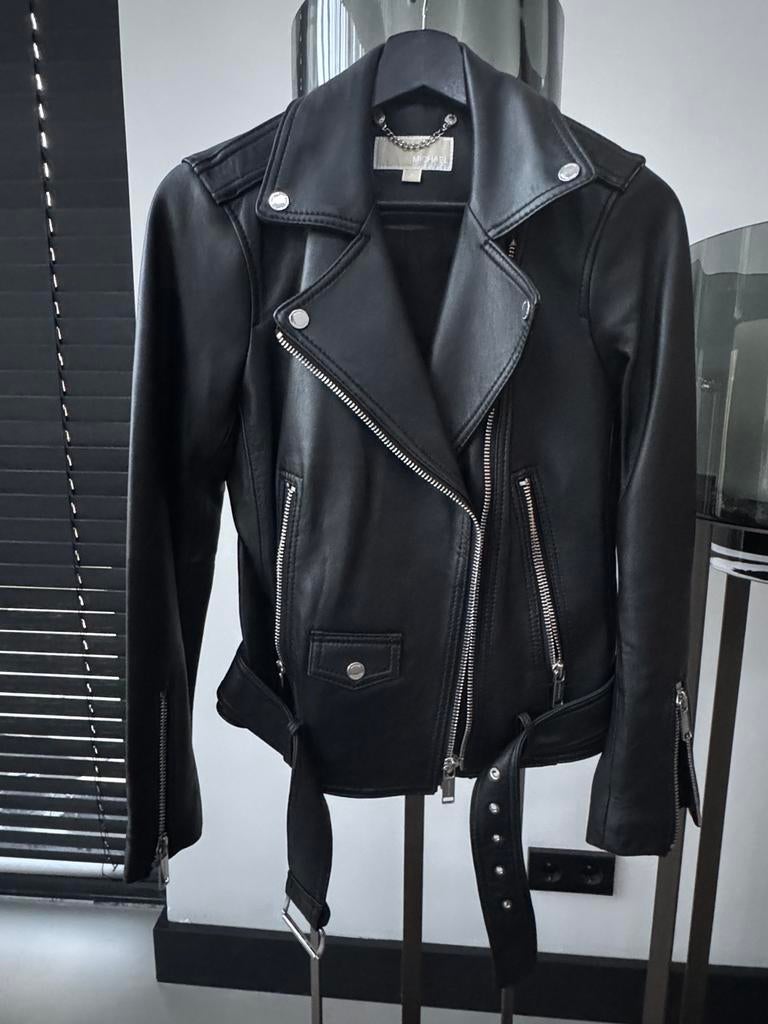 Michael Kors Leren Jack -maat S, Zwart, Nieuw, Ophalen of Verzenden, Jasje
