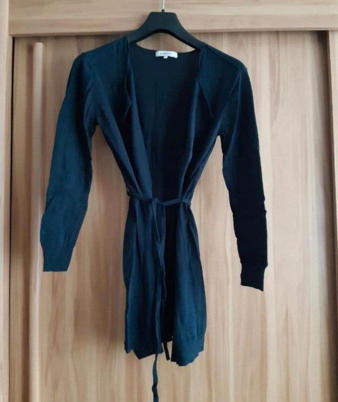 Donkerblauw vest maat S met strikceintuur, Ophalen of Verzenden, Gedragen, Maat 38/40 (M), Blauw