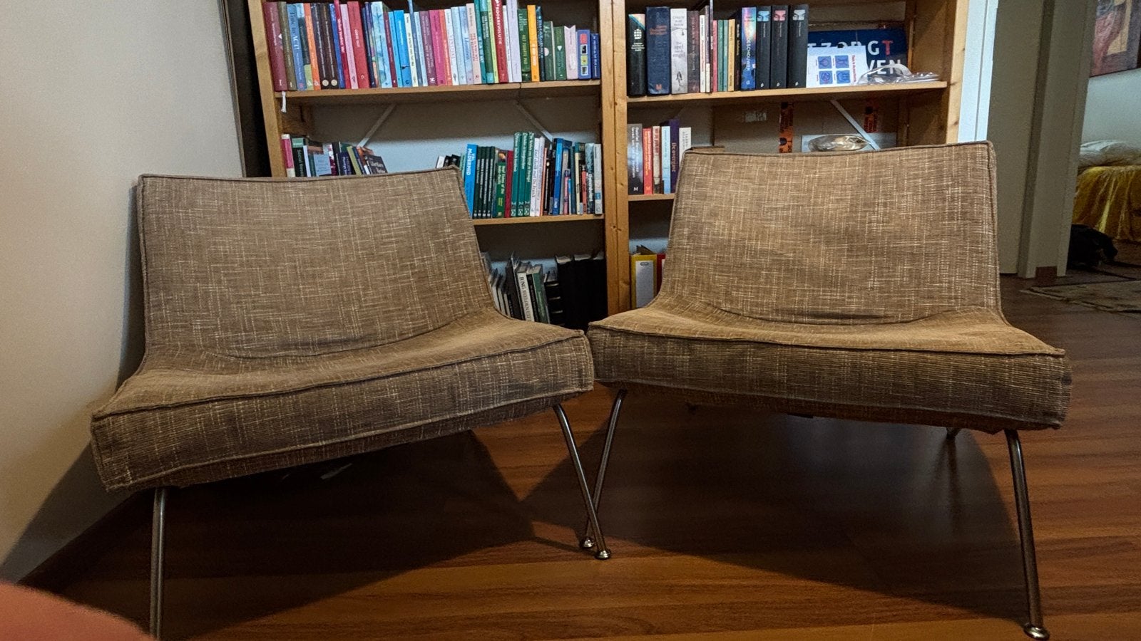 Set van 2 comfortabele lounge stoelen, Ophalen, Gebruikt, Twee, Bruin