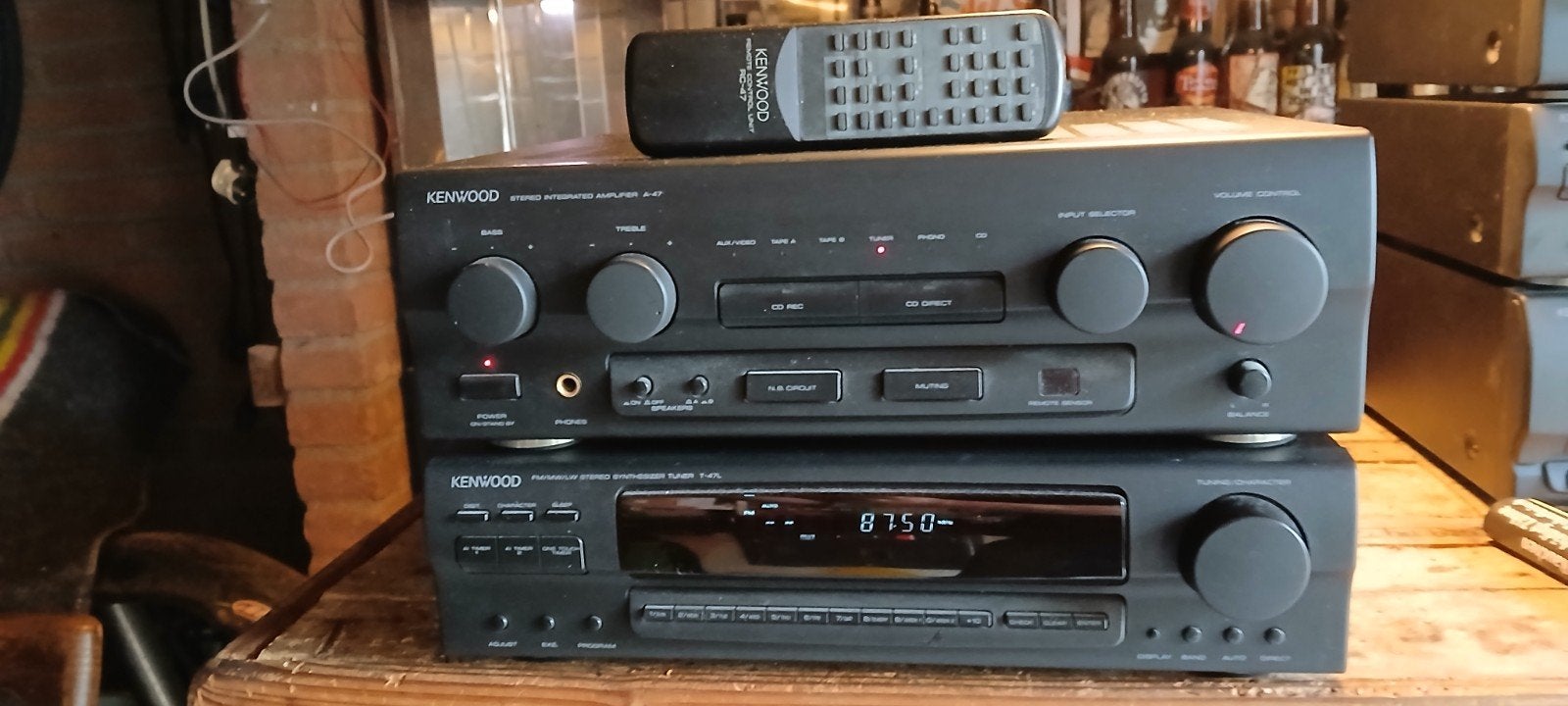 kenwood versterker + radio + boxen, Ophalen, Gebruikt