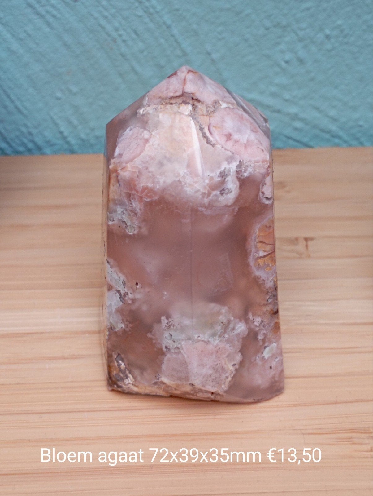 Bloem agaat punt 72x39x35mm, Verzamelen, Ophalen of Verzenden, Mineraal