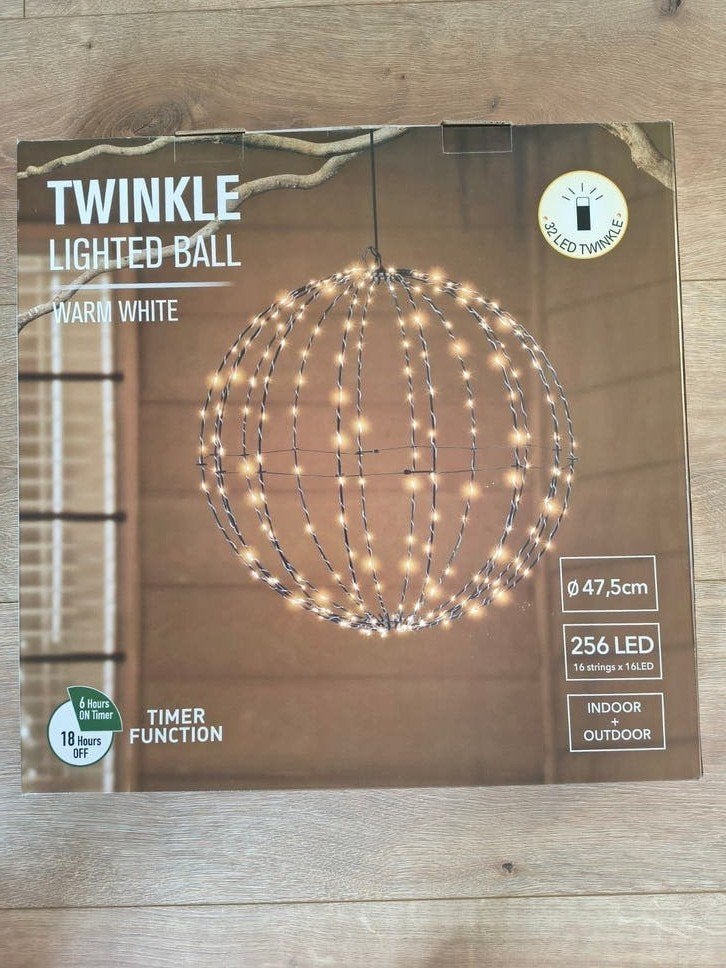 2x Twinkle LED Lichtbal Warm Wit - Nieuw in Verpakking, Huis en Inrichting, Ophalen, Nieuw, Wit, Metaal