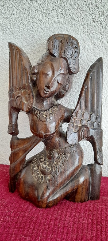 Balinese Legong Danseres - Handgesneden Coromandelhout, Houtsnijwerk, Verzenden, Handgemaakt, 20 - 50 cm