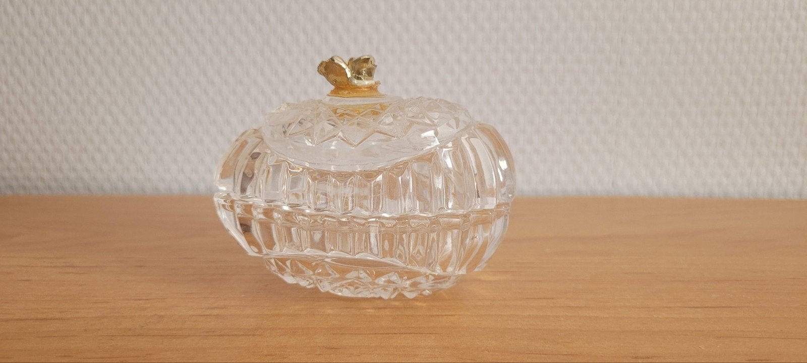 Glazen sieradendoosje met gouden accent, Ophalen of Verzenden