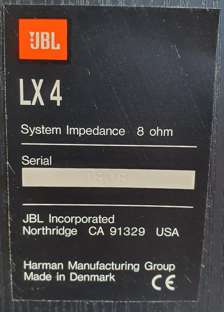 2 JBL LX4, zwart, 8 ohm inclusief standaard, Ophalen, Minder dan 60 watt, Front, Rear of Stereo speakers, JBL