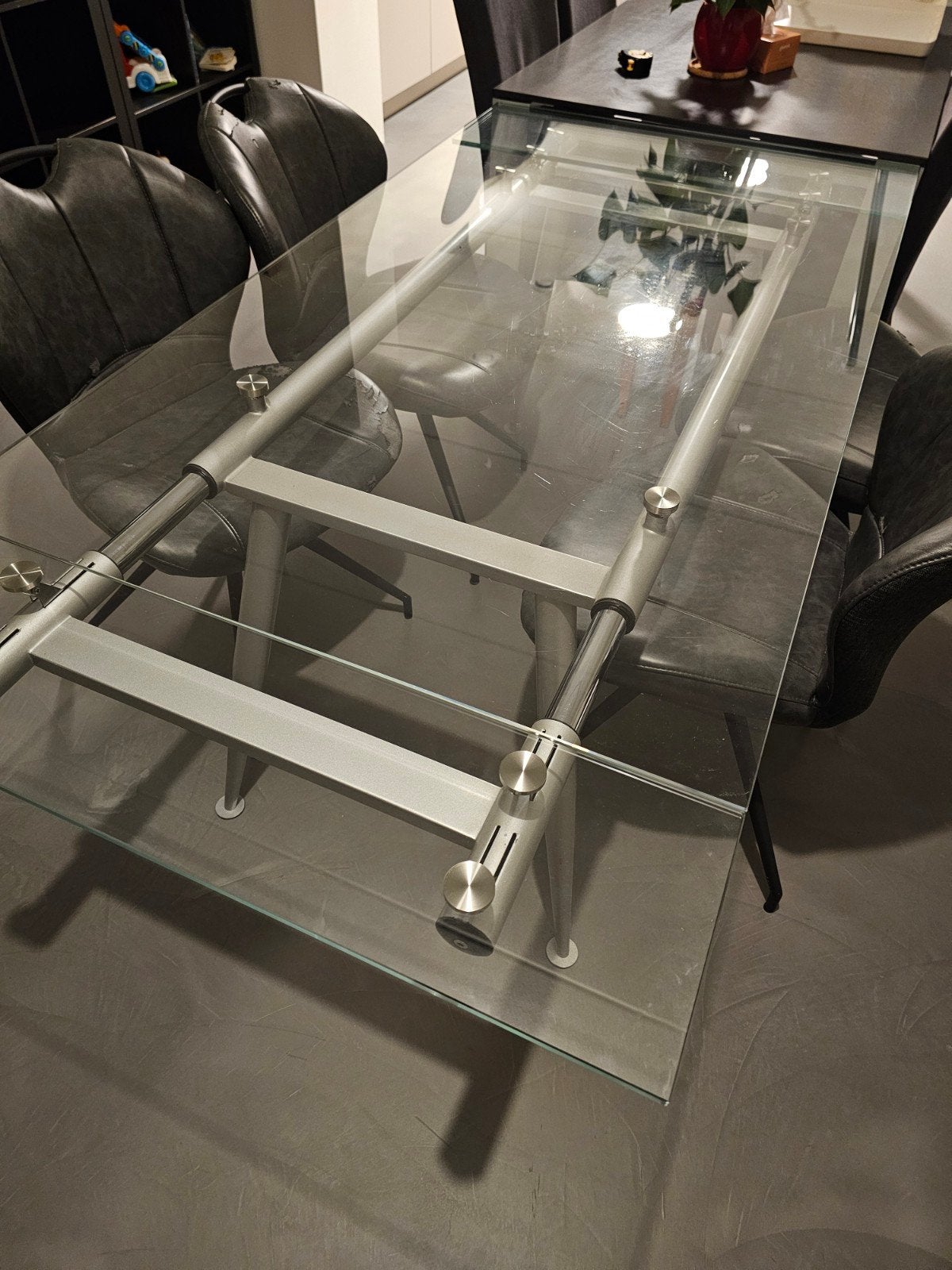 Uitschuifbare glazen eettafel 90x160 (tot 206cm), Gebruikt, Vijf personen of meer, Glas, 150 tot 200 cm