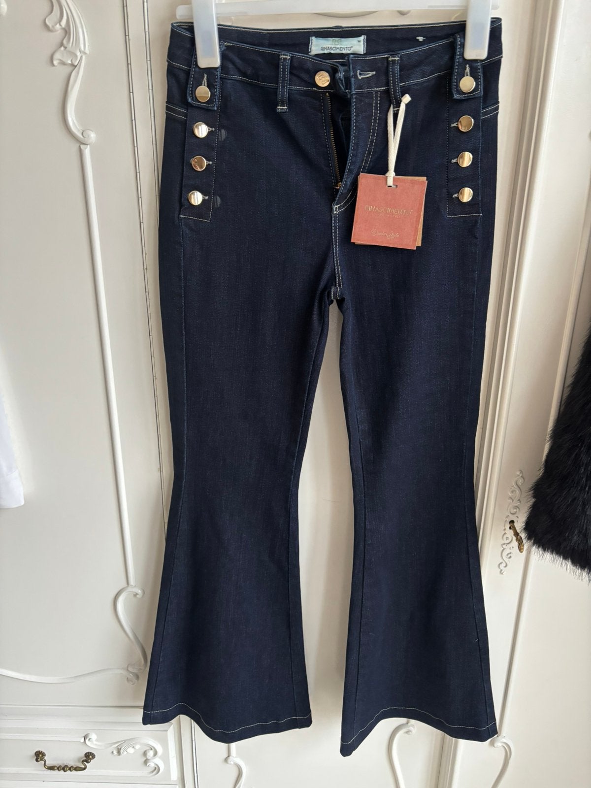 Nieuw blauw flair jeans broek Rinascimento maat M, Kleding | Dames, Ophalen of Verzenden, Nieuw, Blauw, W28 - W29 (confectie 36)