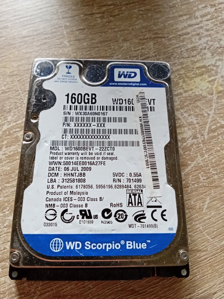 WD Scorpio Blue 160GB, Computers en Software, Intern, Zo goed als nieuw, Laptop, SATA