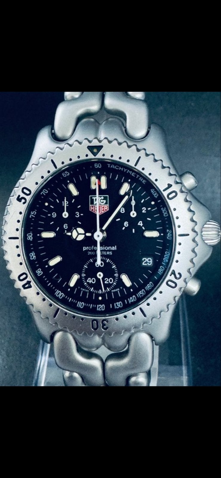 TAG Heuer Professional 200 Meters Chronograaf, Ophalen, Staal, Polshorloge, Zo goed als nieuw