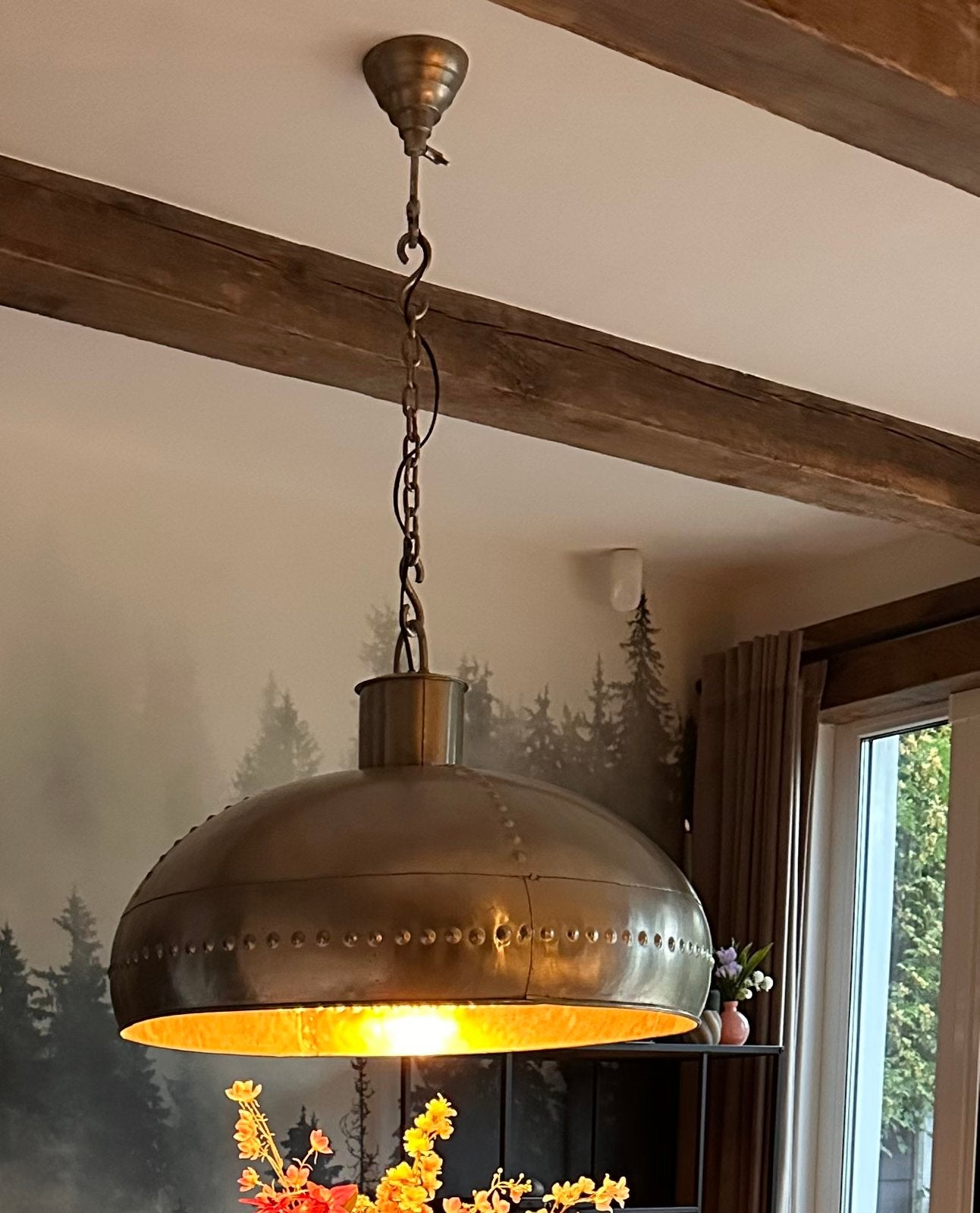 Mooie hanglamp te koop, Ophalen, Zo goed als nieuw, Metaal, E27 (groot)