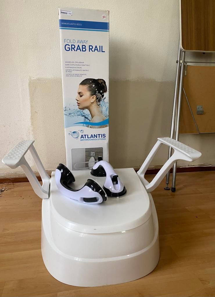 Overzet toilet, wandbeugel en steunrn, Ophalen, Zo goed als nieuw, Toilet