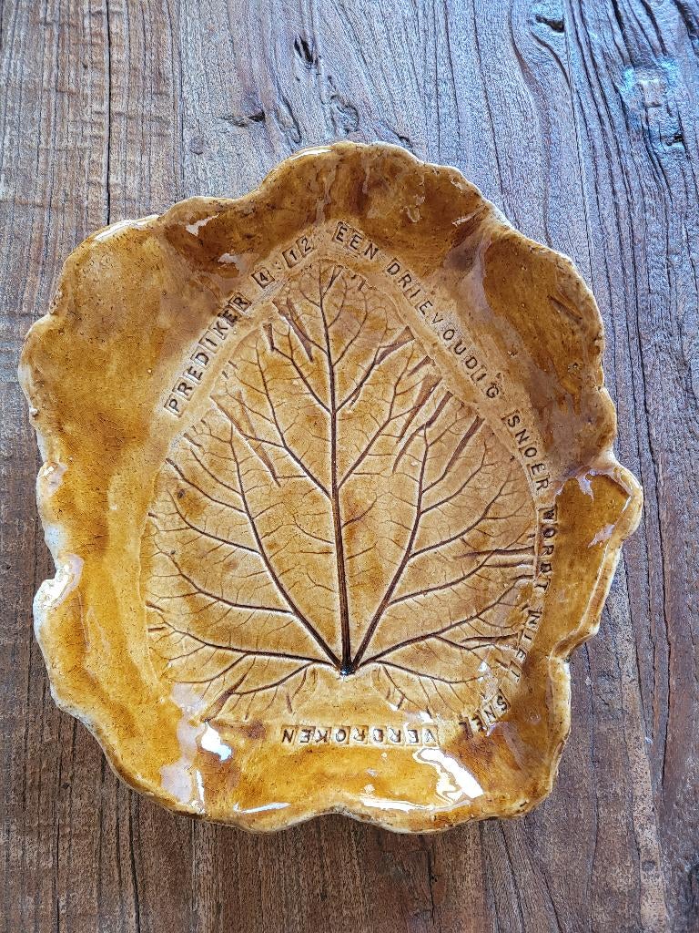 Handgemaakte schaal keramiek met Bijbeltekst, 27 cm x 25 cm, Tuin en Terras, Vogelhuisjes en Vogelbaden, Ophalen, Nieuw
