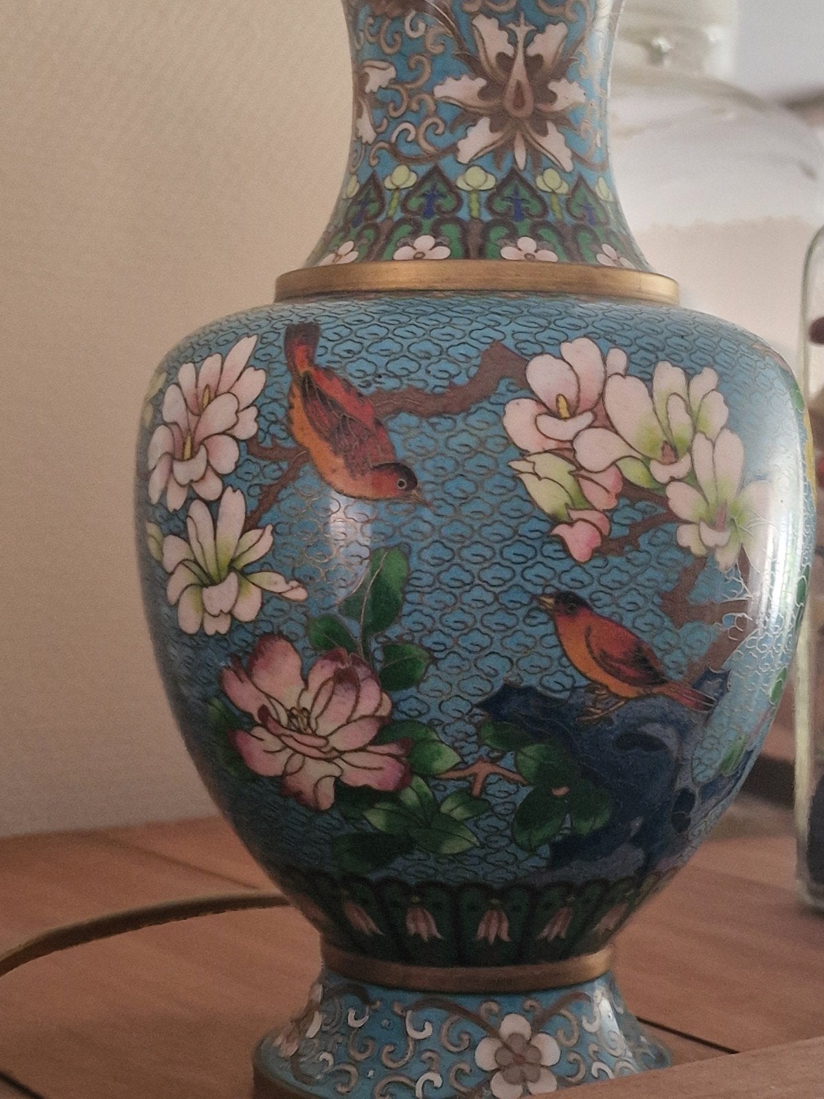 schemerlamp cloisonne -  vogels, Ophalen of Verzenden