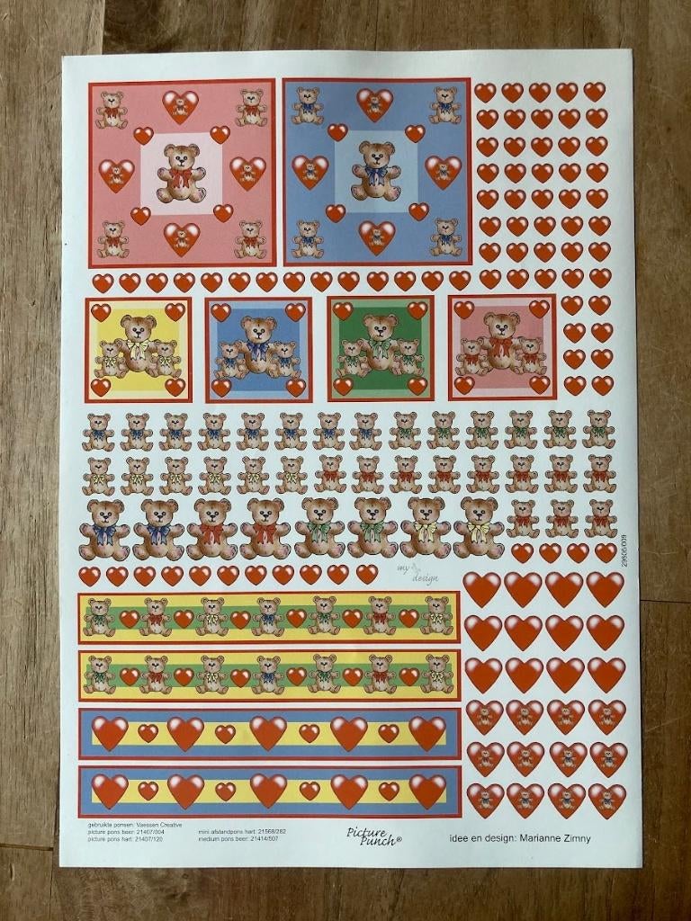 Knipvel Picture Punch - hartjes beertjes, Ophalen of Verzenden, Nieuw, Kind, Knipvel