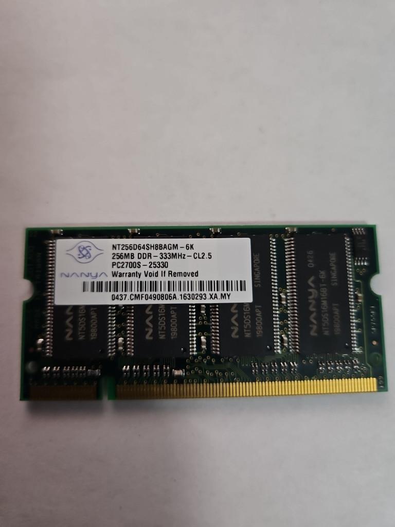 Nanya 256MB DDR333 SO-DIMM laptop geheugen RAM, Computers en Software, RAM geheugen, 1 GB of minder, Refurbished, Ophalen of Verzenden