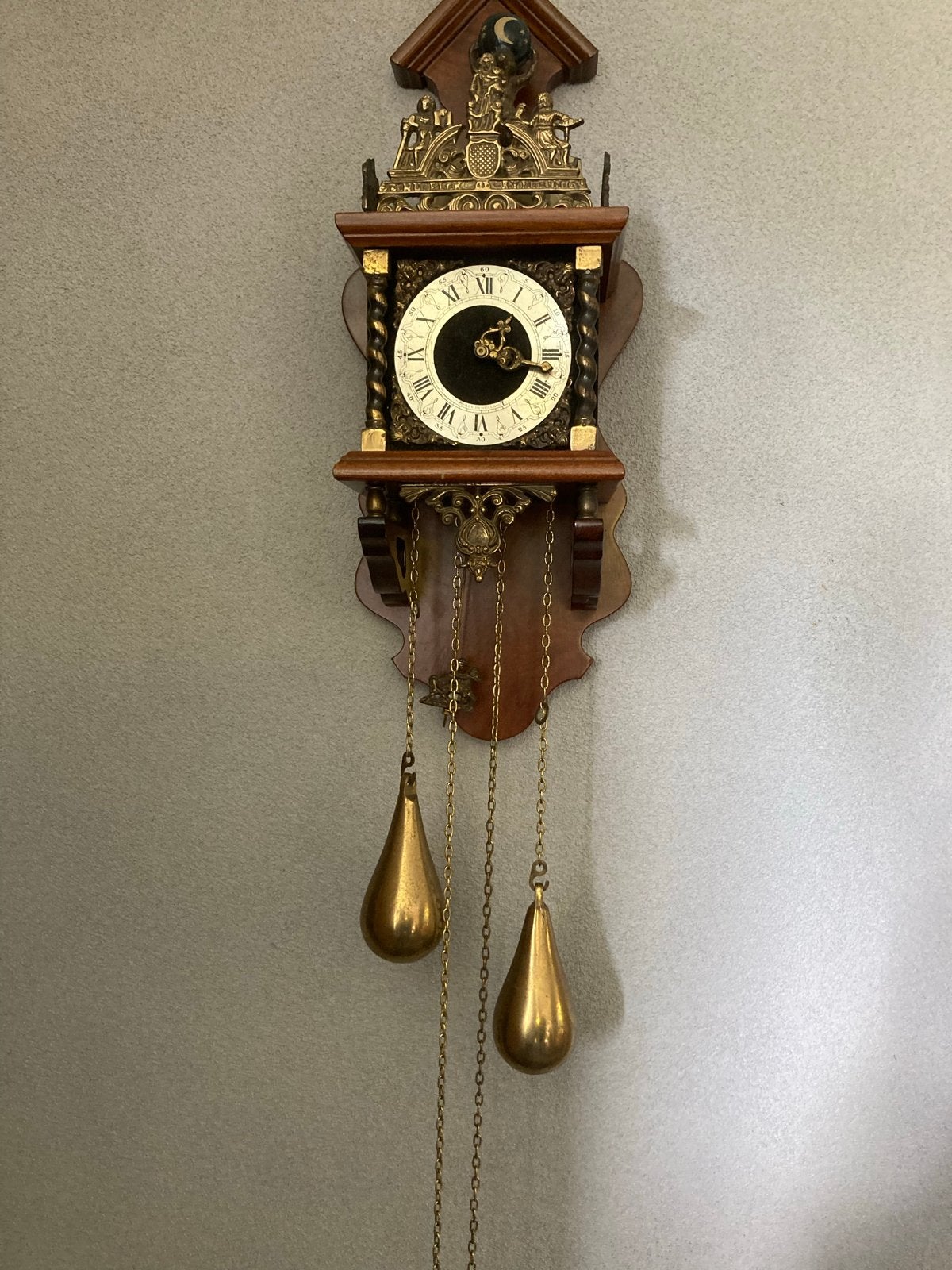 Antieke Wandklok met Gewichten - Prachtig Decoratief Stuk, Ophalen of Verzenden