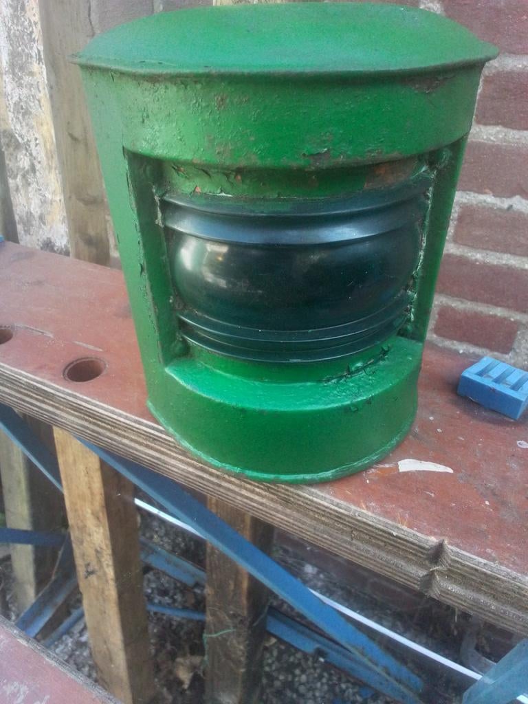 Oud metalen bakboord licht - 16 cm hoog, 15 cm breed, Ophalen of Verzenden