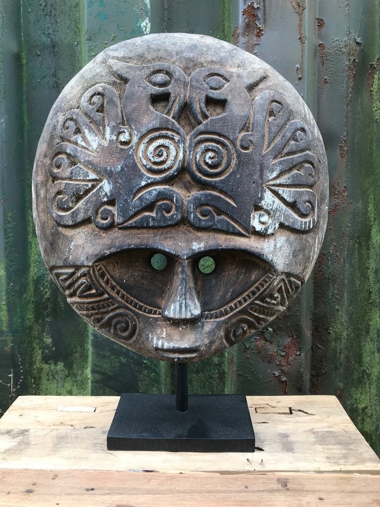Masker houtsnijwerk rond Java Indonesie, Overige onderwerpen, Handgemaakt, 20 - 50 cm, Hout