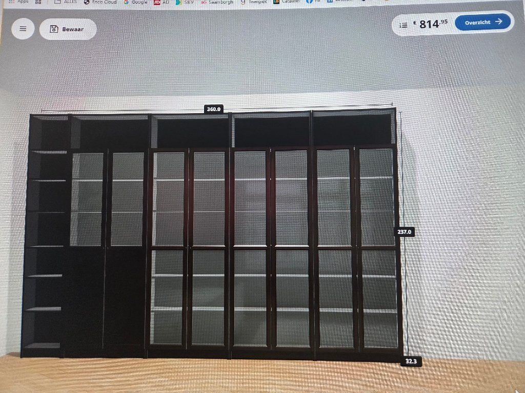 5 Ikea Billy kasten zwart eikenpatroon met deuren en opbouw, Huis en Inrichting, Kasten | Boekenkasten, Ophalen, 200 cm of meer