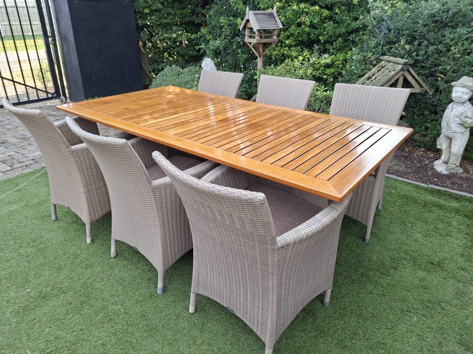 Groot wicker tuinset, Tuin en Terras, Tuinsets en Loungesets, Ophalen, Gebruikt, Wicker, Tuinset