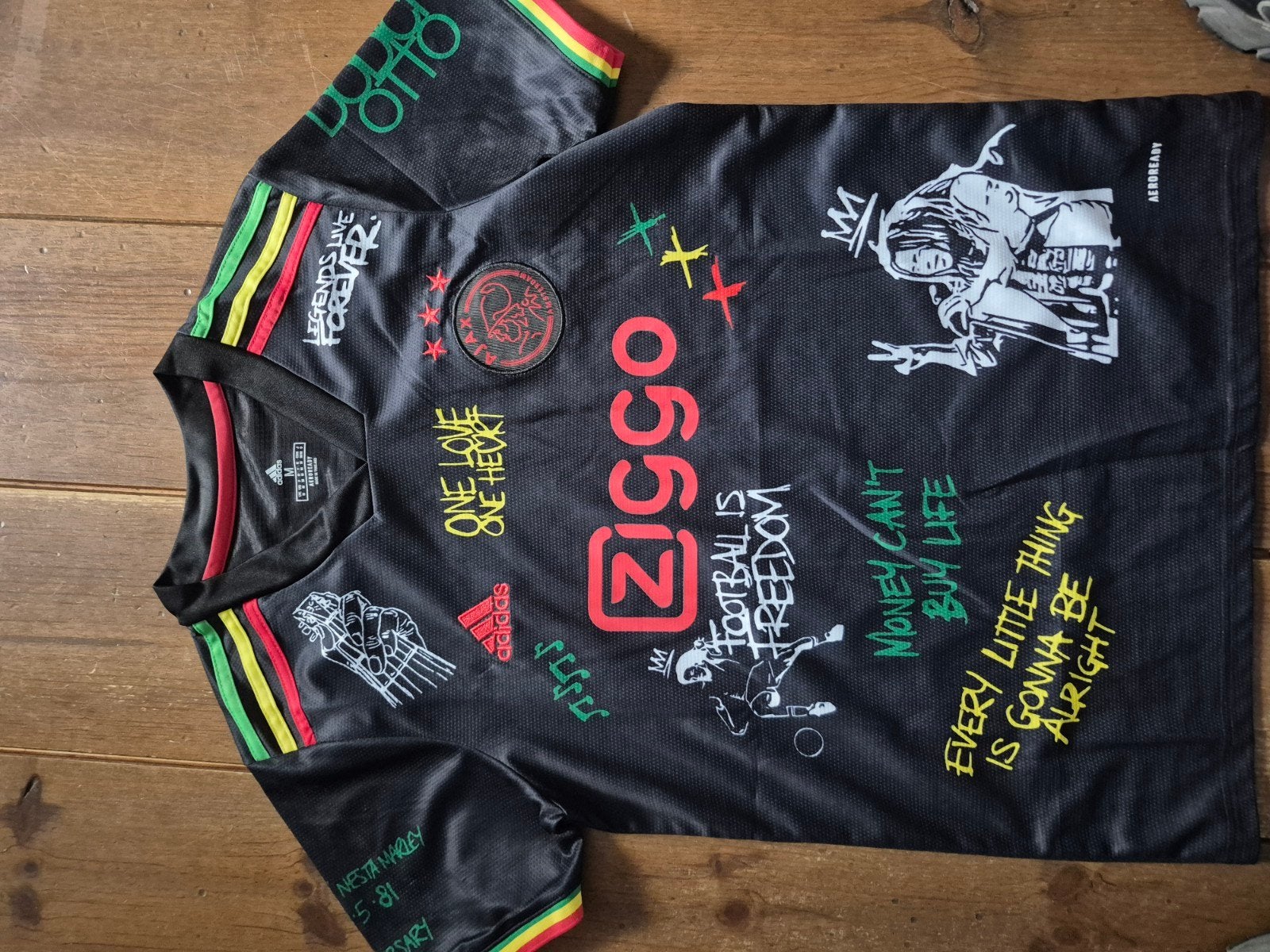 Ajax Bob Marley Shirt - Zwart Voetbalshirt, Maat 48/50 (M), Zwart, Ophalen of Verzenden, Zo goed als nieuw