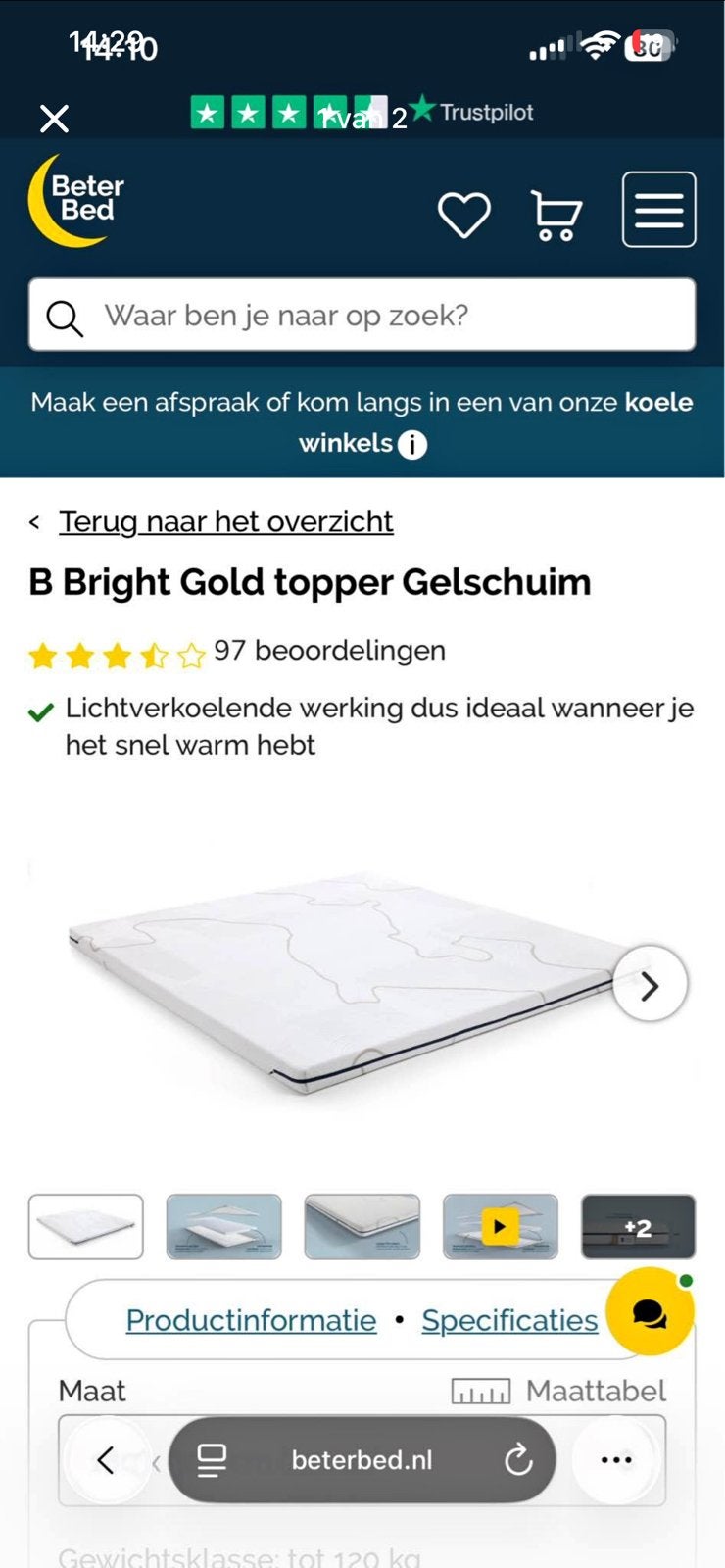 Topper matras, Ophalen, Zo goed als nieuw, Tweepersoons, 180 cm