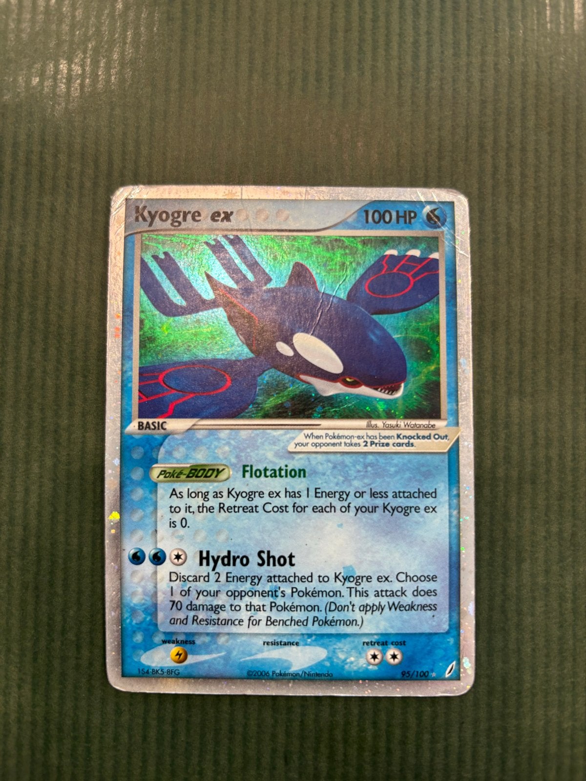 Kyogre ex Pokémon kaart - Zeldzaam en Foil, Ophalen of Verzenden, Gebruikt, Losse kaart, Foil