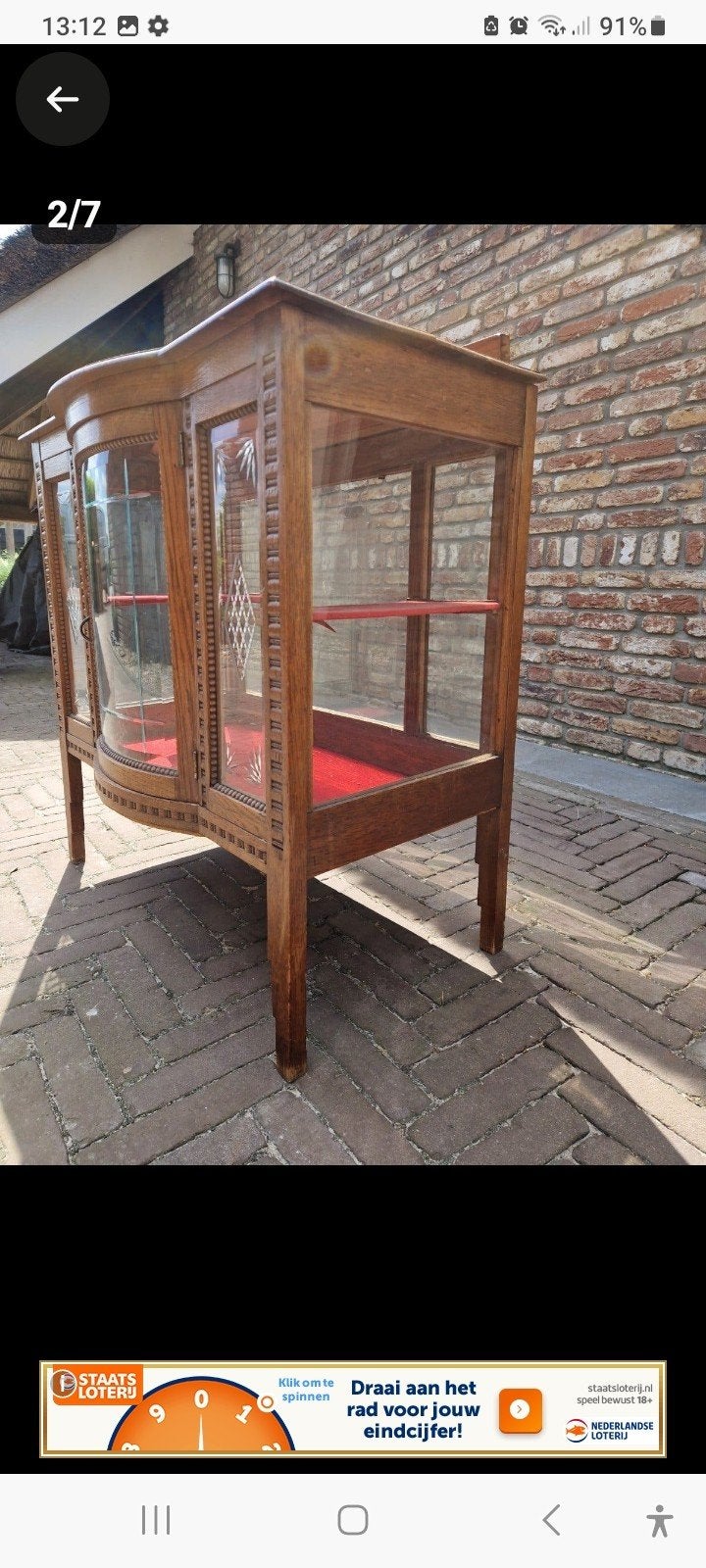 Vitrinekast Hou, Ophalen, Gebruikt, 50 tot 100 cm, Glas